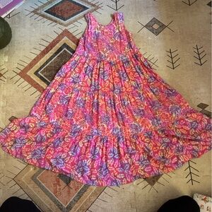 Vibrant Floral Kids Dress in Pink and Purple